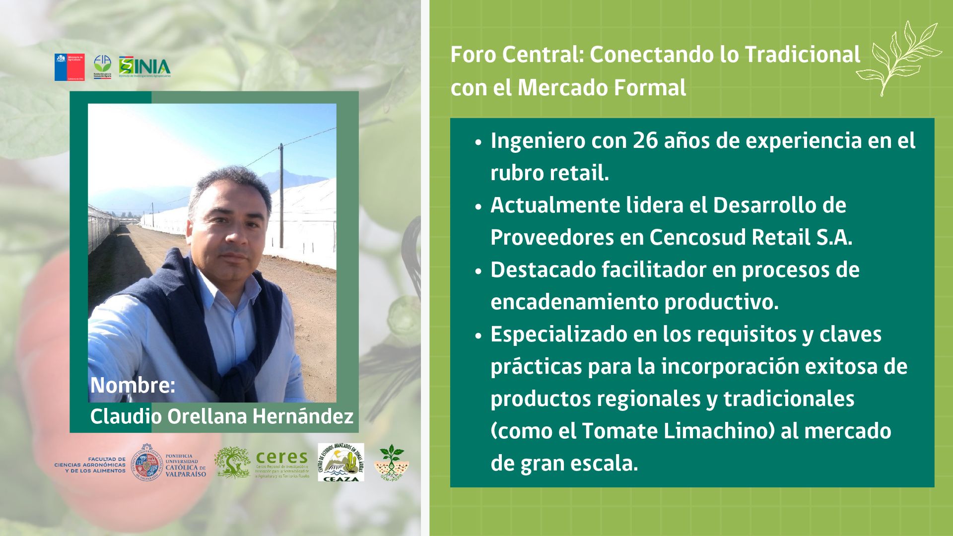 Claudio Orellana Hernández - expositor del Encuentro de Agrobiodiversidad