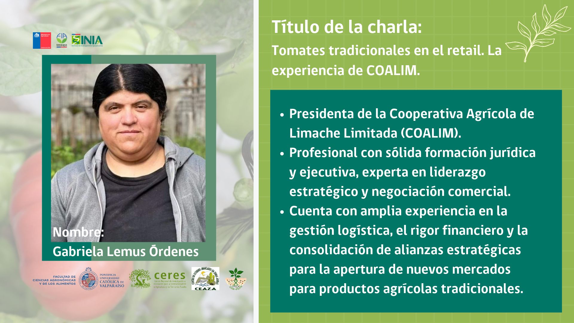 Gabriela Lemus Órdenes - expositora del Encuentro de Agrobiodiversidad