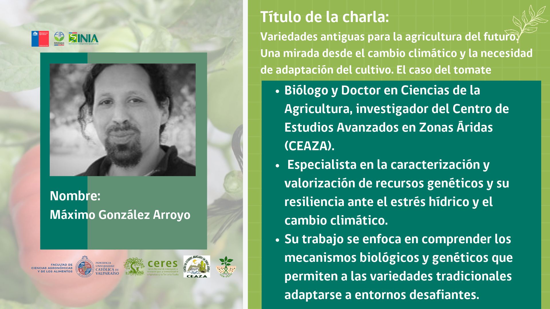 Máximo González Arroyo - expositor del Encuentro de Agrobiodiversidad