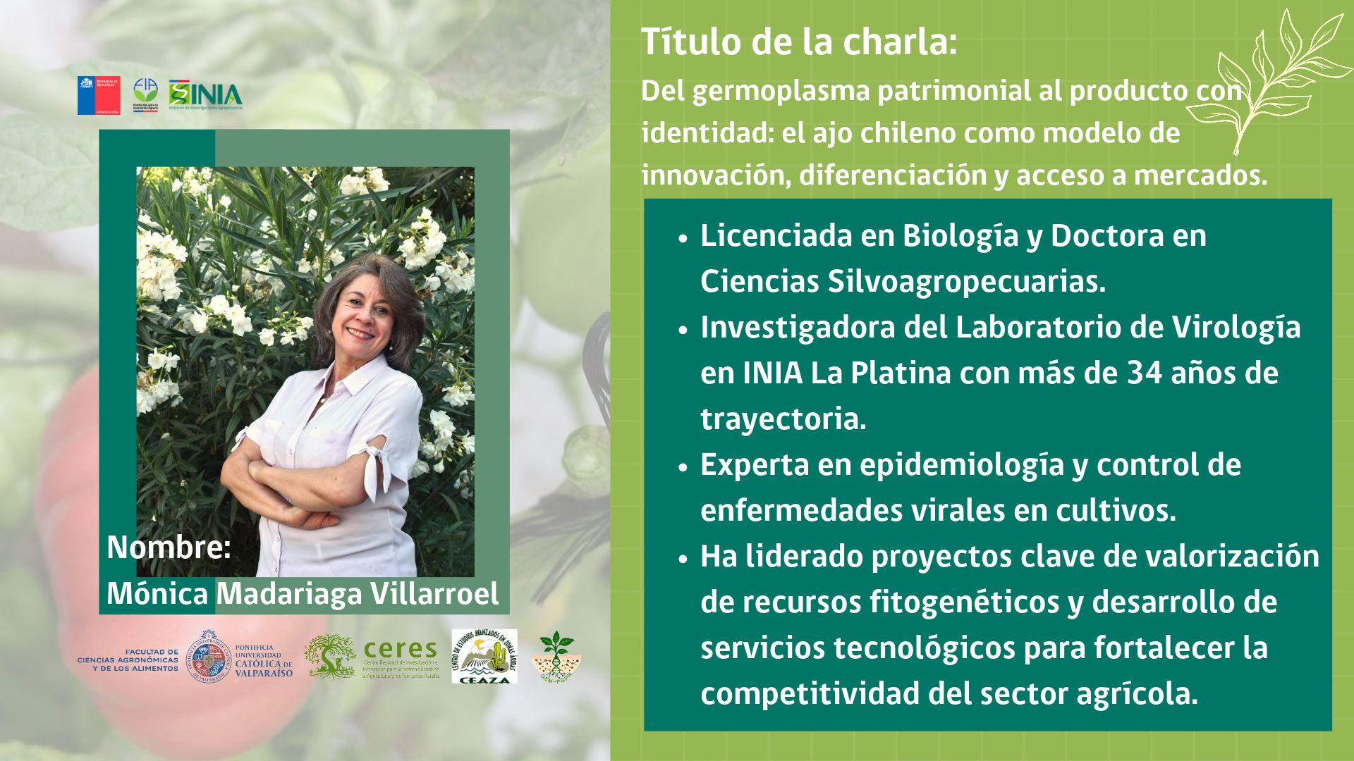 Mónica Madariaga Villarroel - expositora del Encuentro de Agrobiodiversidad