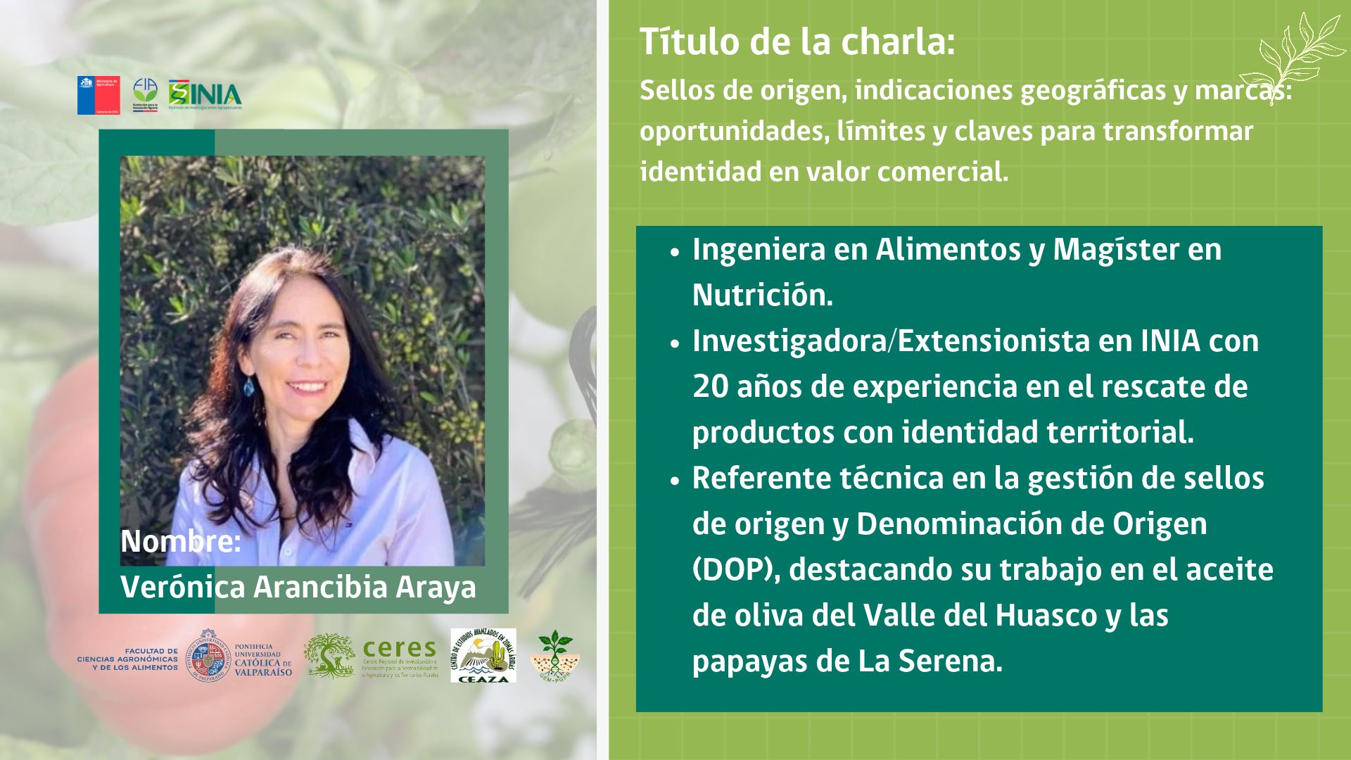 Verónica Arancibia Araya - expositora del Encuentro de Agrobiodiversidad