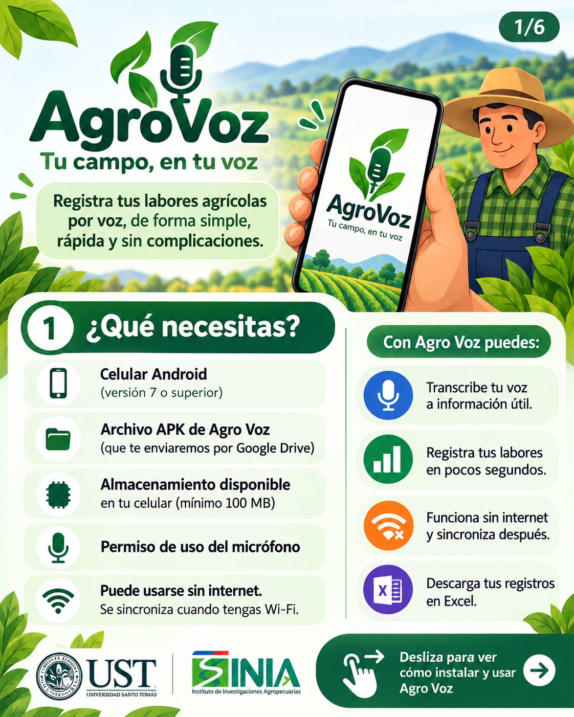AgroVoz: Requisitos y presentación, lámina 1 de 6