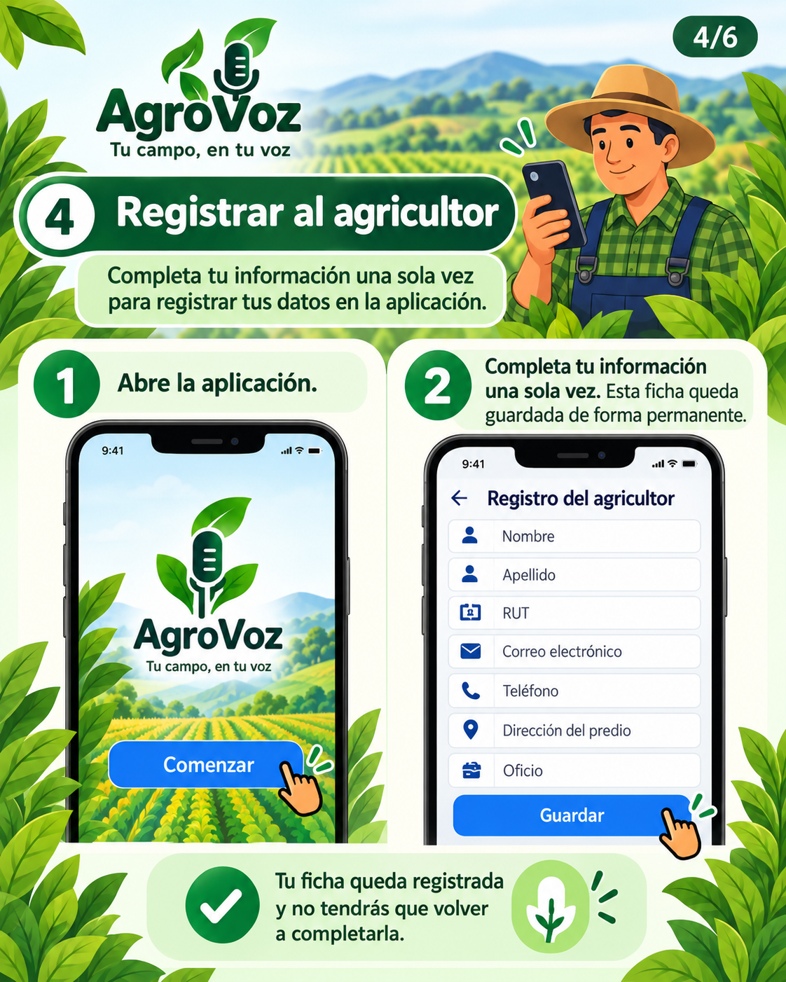AgroVoz: Registro del agricultor, lámina 4 de 6