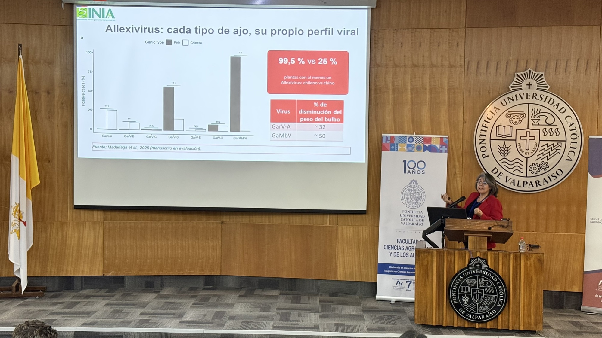 Dra. Mónica Madariaga durante su presentación en el Encuentro de Agrobiodiversidad