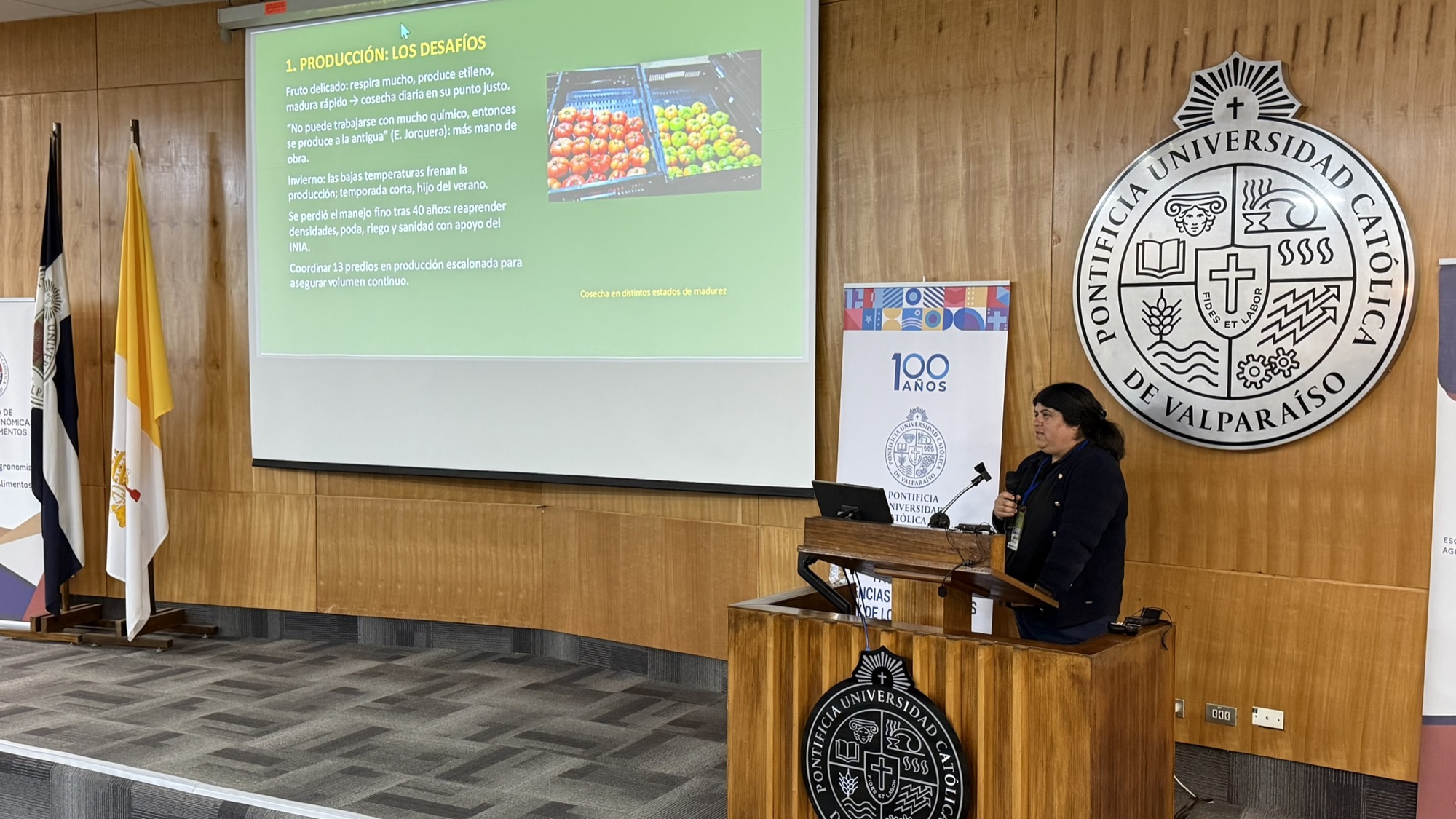 Gabriela Lemus durante su presentación en el Encuentro de Agrobiodiversidad